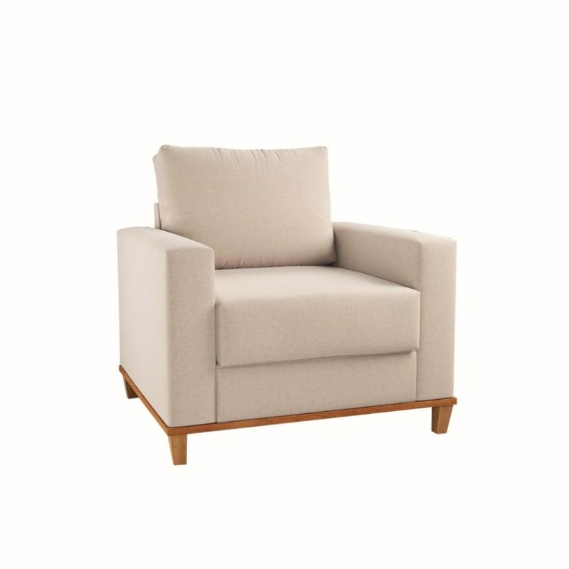 Conjunto Sofá Living Linho 180cm Vicente com 2 Poltrona Viena Viero