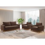 Conjunto Sofá Living Veludo 180cm Vicente com 2 Poltrona Viena Viero