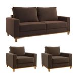 Conjunto Sofá Living Veludo 180cm Vicente com 2 Poltrona Viena Viero