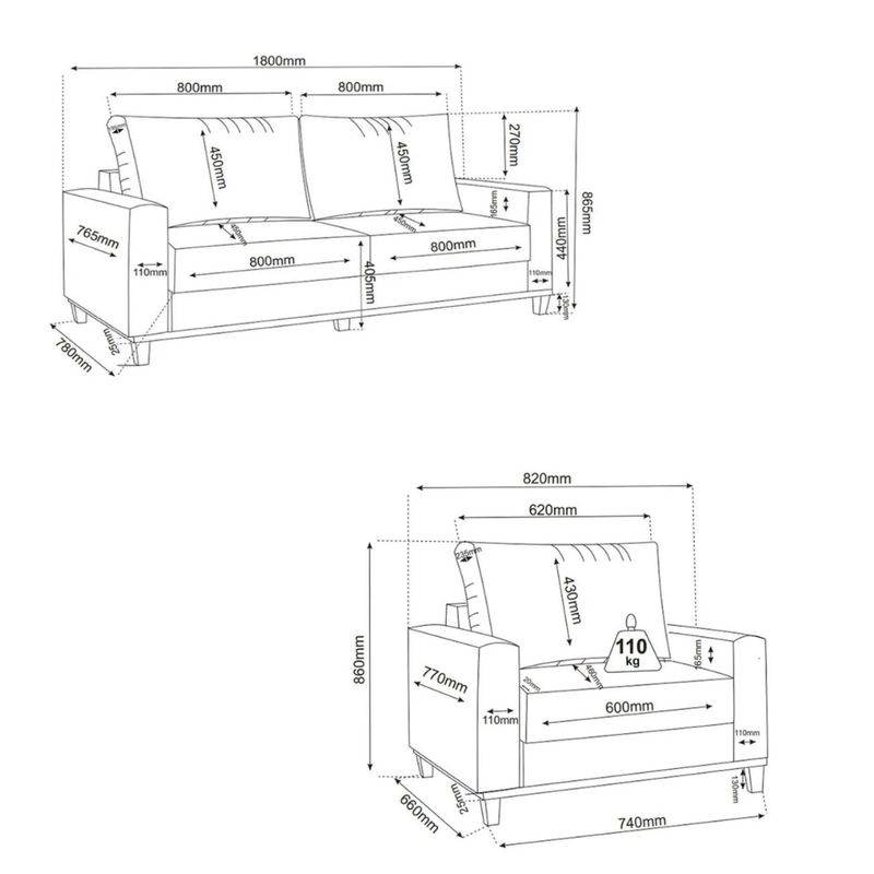 Conjunto Sofá Living Veludo 180cm Vicente com 2 Poltrona Viena Viero