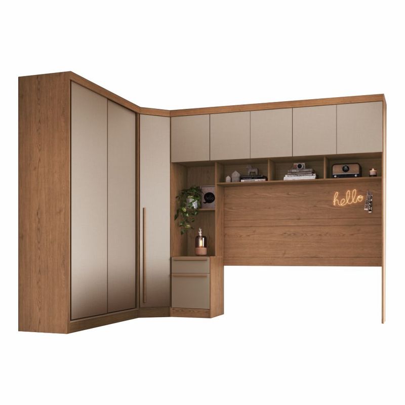 Quarto Modulado Casal 9 Portas 1 Gaveta Infinity Móveis Castro