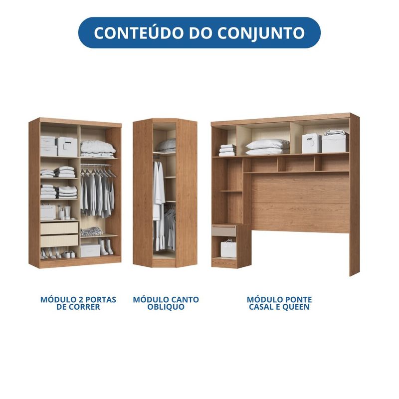 Quarto Modulado Casal 9 Portas 1 Gaveta Infinity Móveis Castro