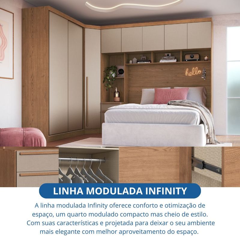 Quarto Modulado Casal 9 Portas 1 Gaveta Infinity Móveis Castro