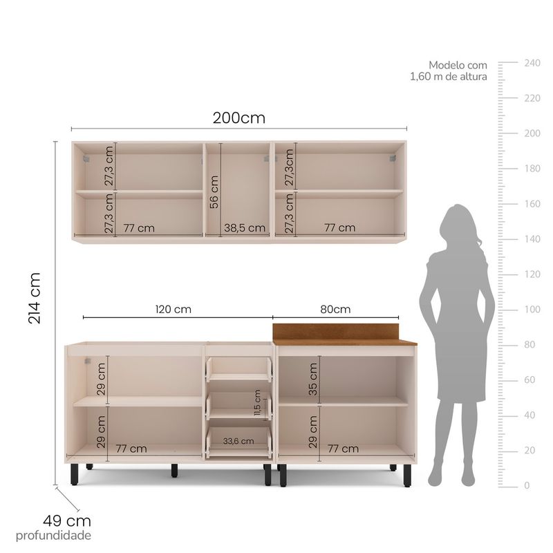 Cozinha Modulada 4 Peças sem Pia Koya Politorno