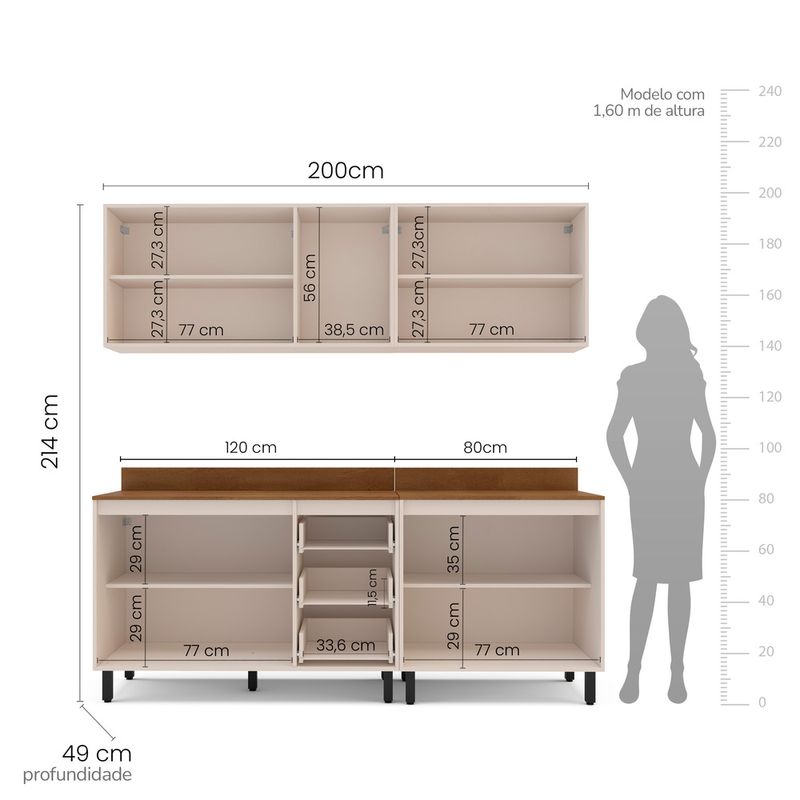 Cozinha Modulada 4 Peças com Tampos Koya Politorno