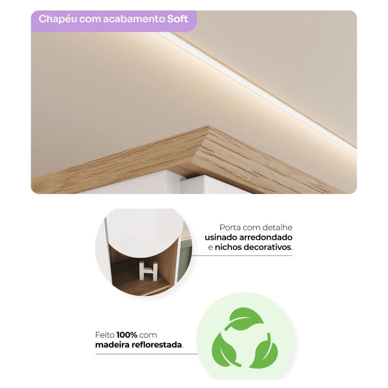 Guarda Roupa Infantil 3 Portas 2 Gavetas com Nichos Magia Henn