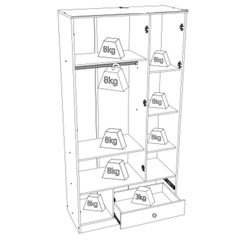 Guarda Roupa Infantil 3 Portas 2 Gavetas com Nichos Magia Henn