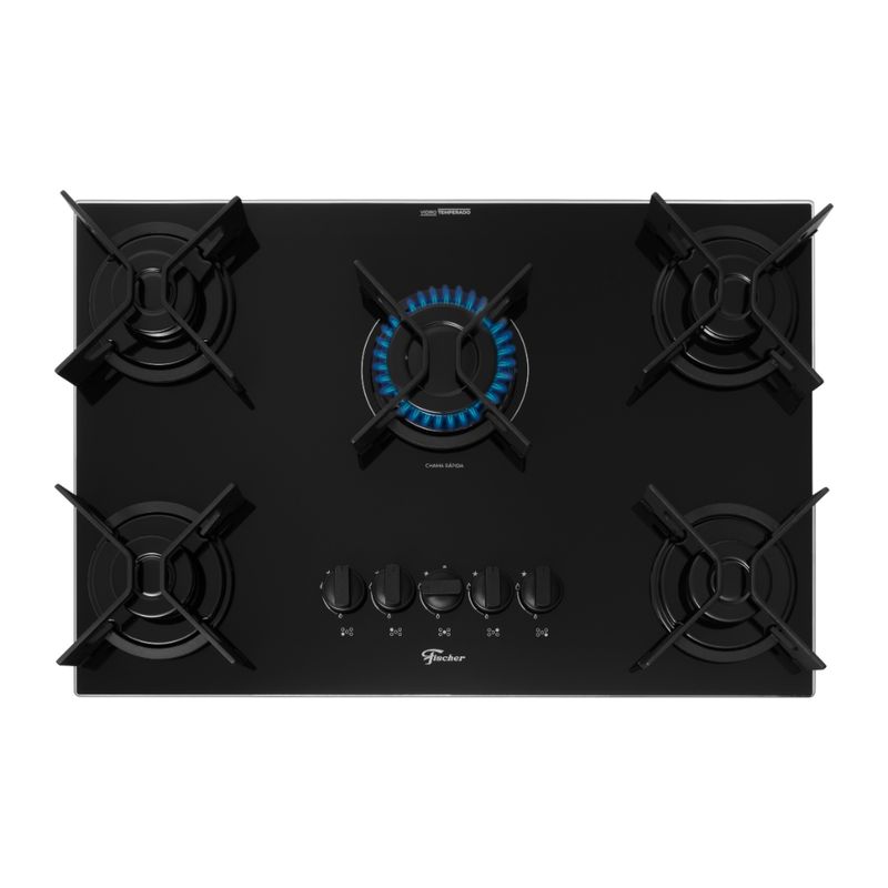 Cooktop a Gás Fischer 5 Bocas Fit Line Trempe Iron