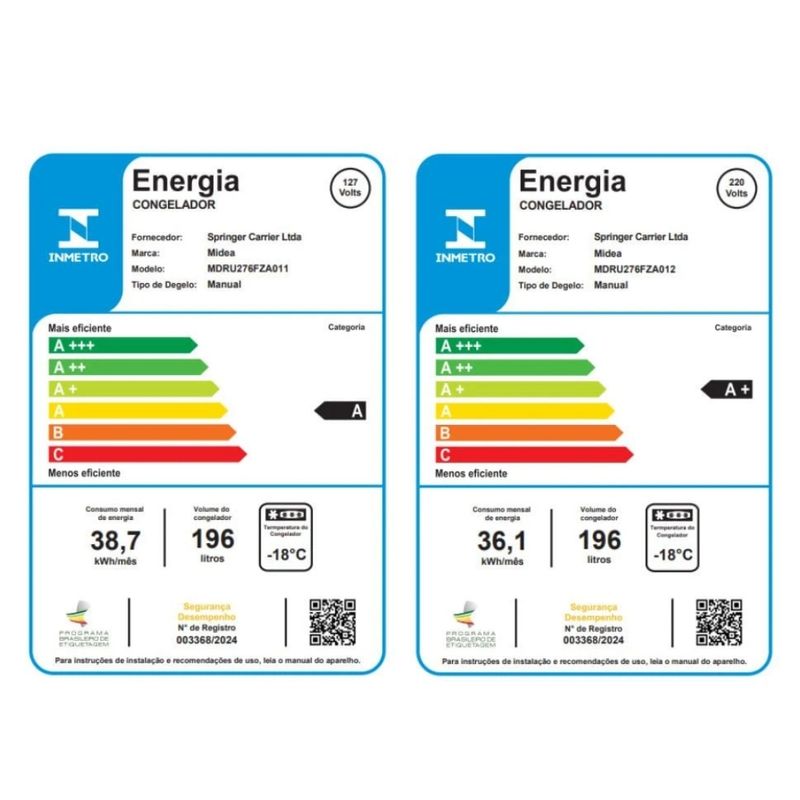 Freezer Vertical Midea MDRU276FZA 196L