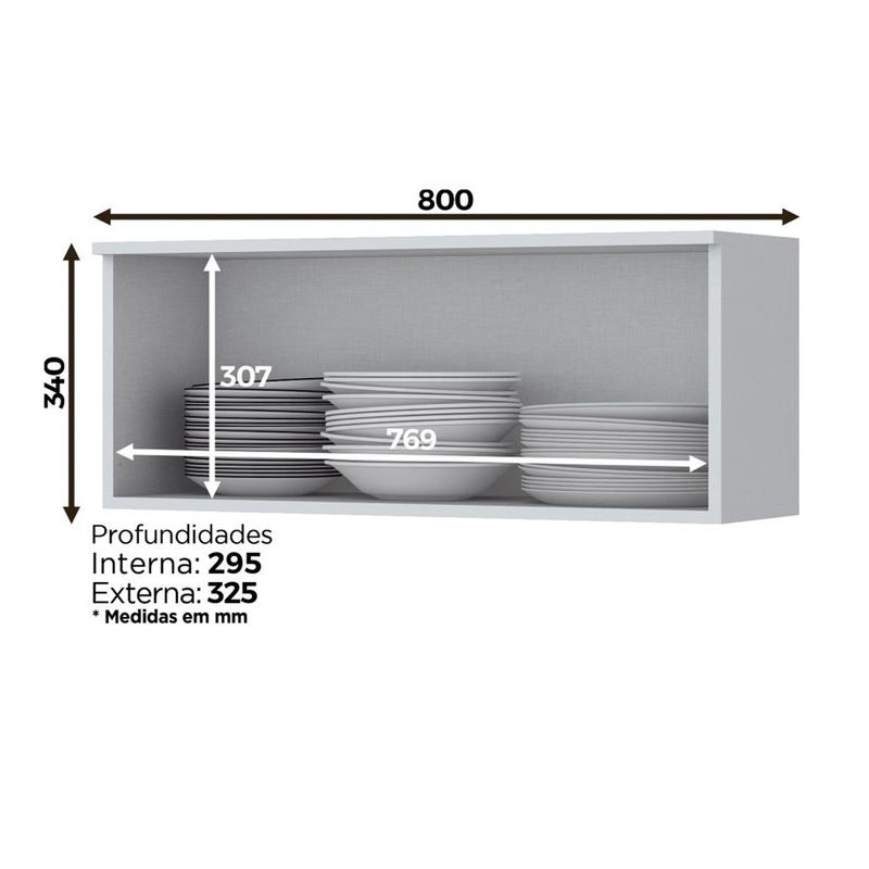 Armário Aéreo 1 Porta 80cm Americana C354 Henn