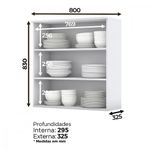 Armário Aéreo 2 Portas com Vidro Americana C366 Henn