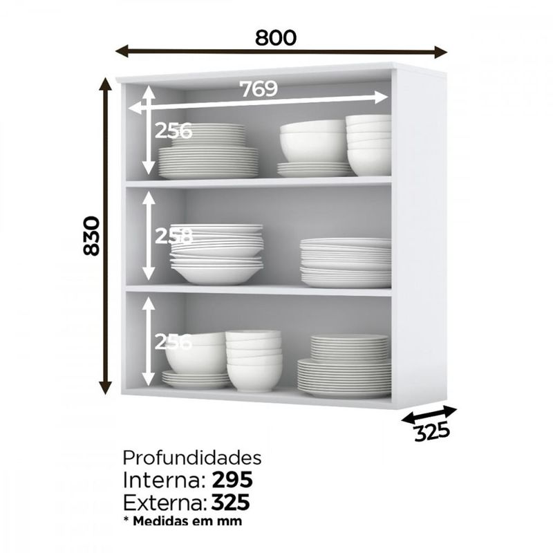 Armário Aéreo 2 Portas com Vidro Americana C366 Henn