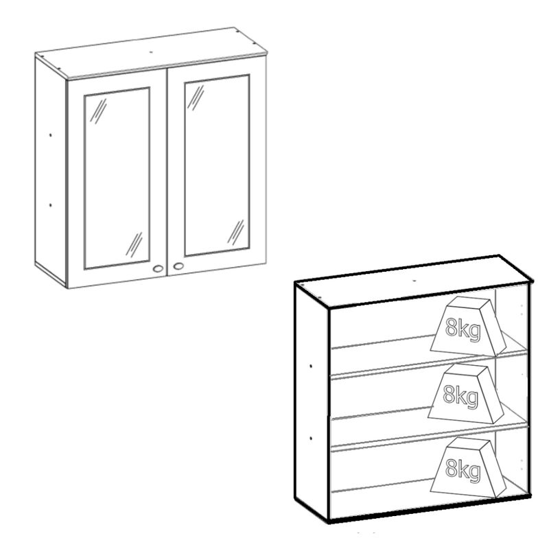 Armário Aéreo 2 Portas com Vidro Americana C366 Henn