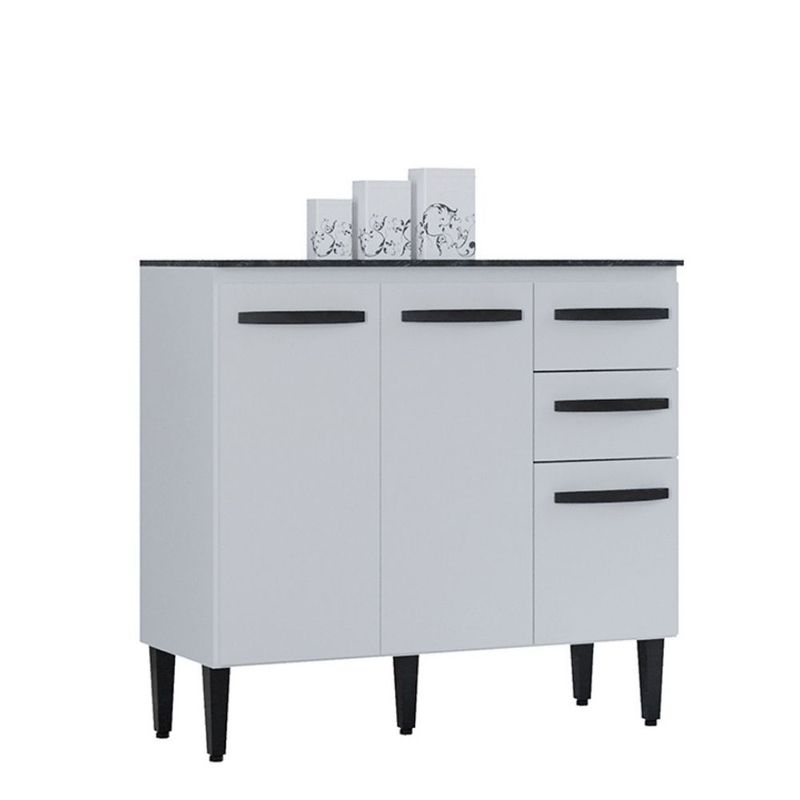 Balcão de Cozinha com Tampo 3 Portas 90cm Isadora Poquema