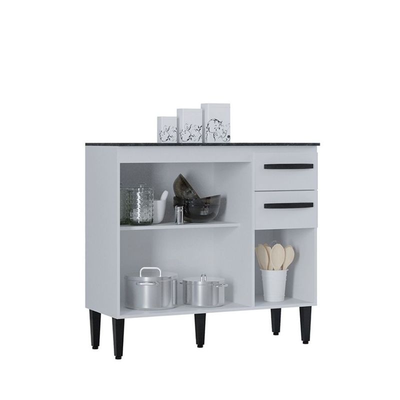 Balcão de Cozinha com Tampo 3 Portas 90cm Isadora Poquema