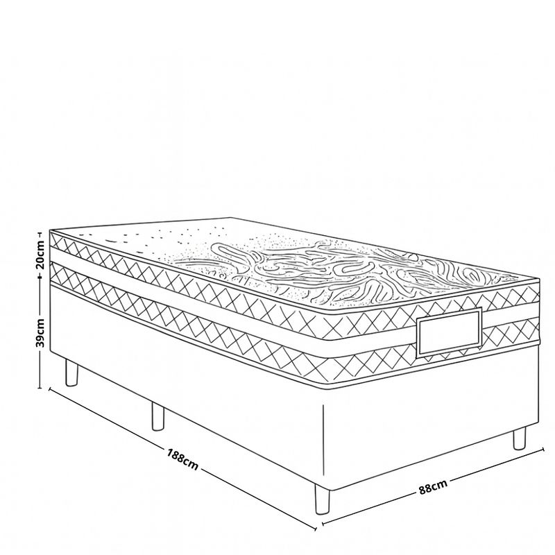 Cama Box Solteiro 88cm Molas Ensacadas Macau Gazin
