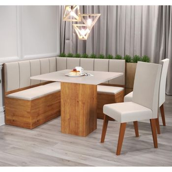 Canto Alemão com Baú Londres com 2 Cadeiras Milão Viero