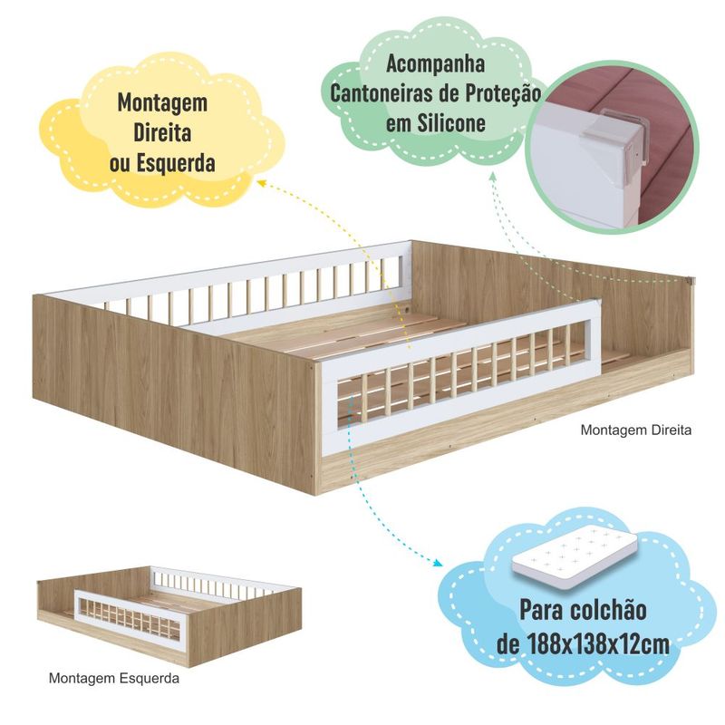 Cama Infantil Casal Montessoriana Affeto Completa Móveis