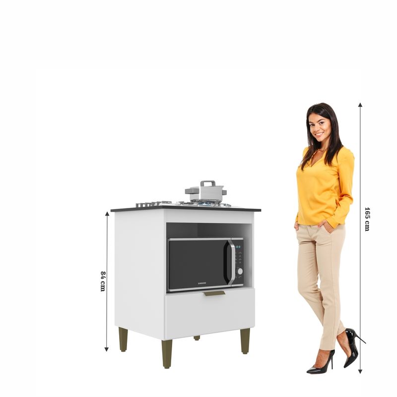 Balcão para Cooktop 4 Bocas 1 Porta com Tampo 669 J Carvalho