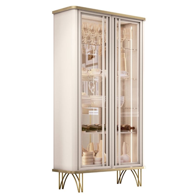 Cristaleira 2 Portas de Vidro Evora Led HB Móveis