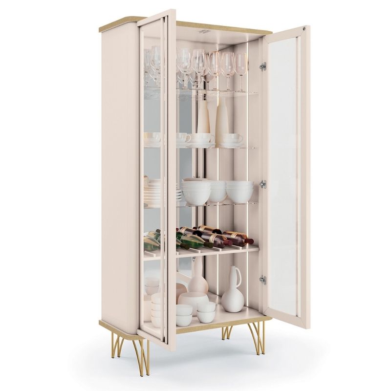 Cristaleira 2 Portas de Vidro Evora Led HB Móveis