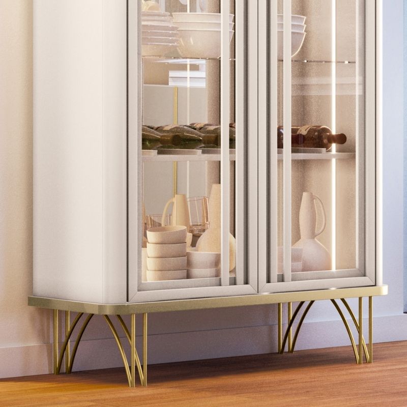 Cristaleira 2 Portas de Vidro Evora Led HB Móveis