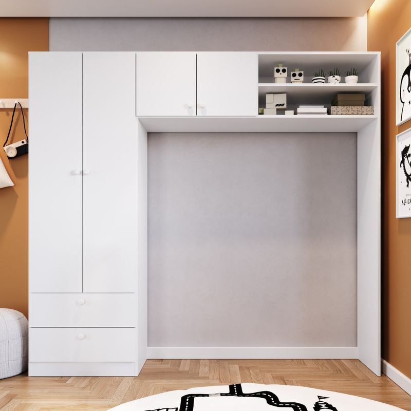 Guarda Roupa Infantil 4 Portas 2 Gavetas Aconchego Completa Móveis