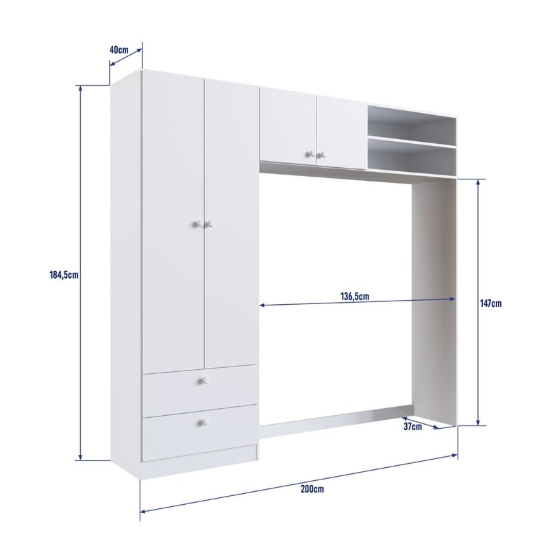 Guarda Roupa Infantil 4 Portas 2 Gavetas Aconchego Completa Móveis