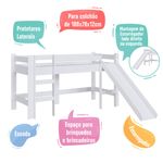 Cama Infantil Elevada com Escorregador Kids Completa Móveis