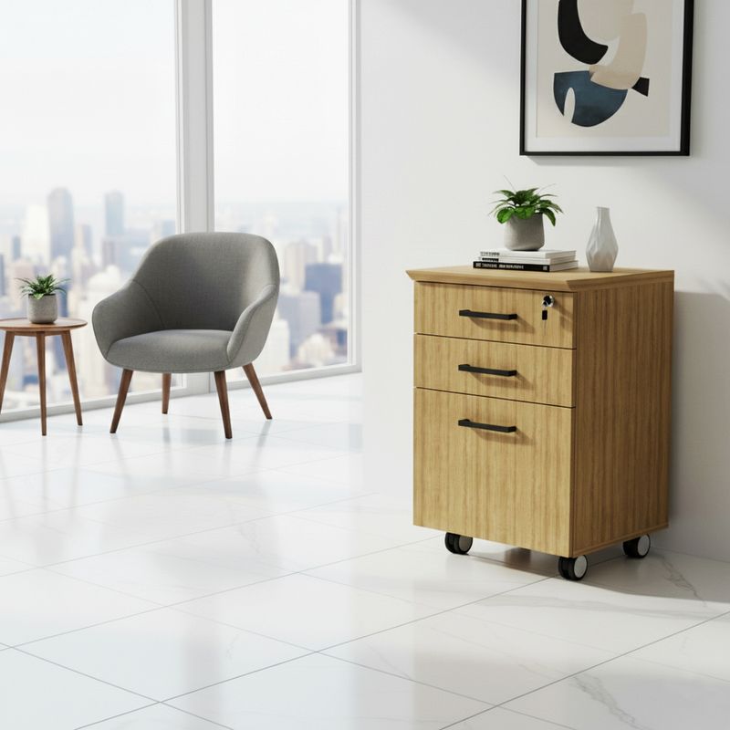 Gaveteiro 3 Gavetas com Rodízios ME4196 Tecno Mobili