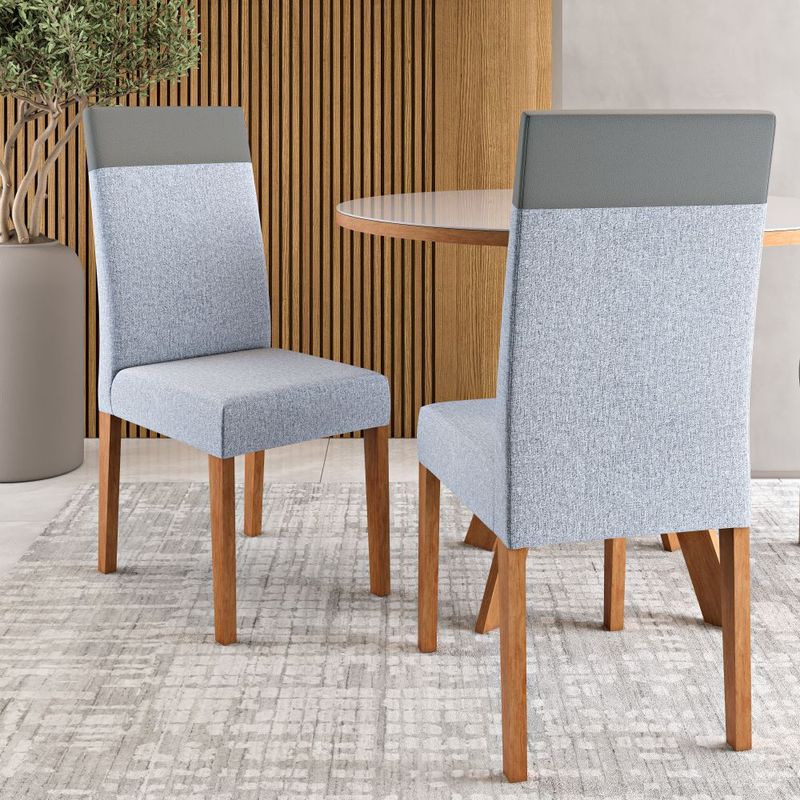 Conjunto 2 Cadeiras Estofadas Madeira Maciça Paris Madetal