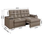 Sofá 3 Lugares Retrátil Reclinável 205cm com USB Veludo Kansas Besthouse