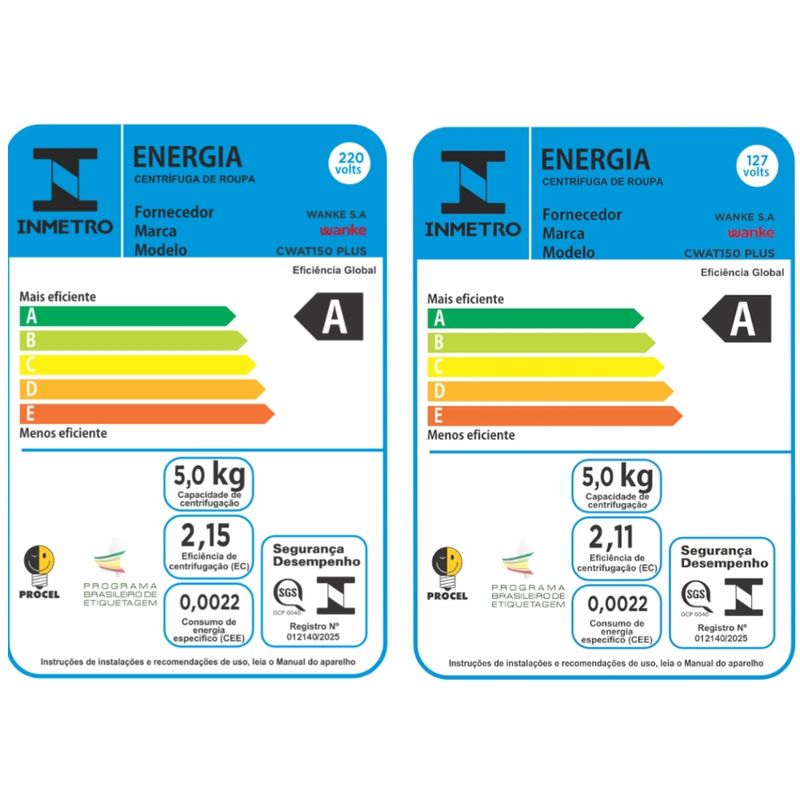 Centrífuga de Roupa Wanke Premium Plus 15kg